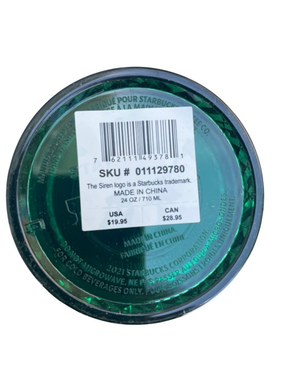 Starbucks Green Diamond Textured Cold Plastic Cup 24 Oz With Straw NWT - Picture 4 of 6